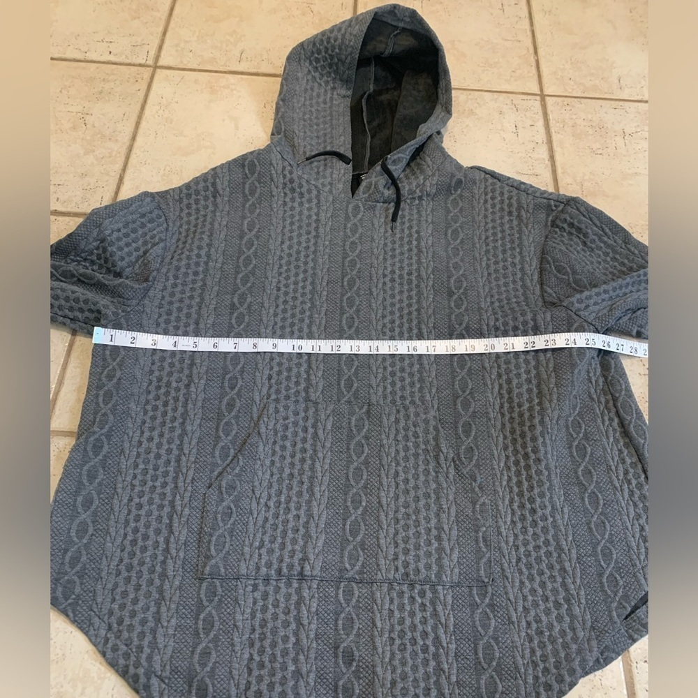 ๐ SHEIN Curve 3XL Grey Cable Knit Hooded Poncho Sweater - Picture 5 of 5
